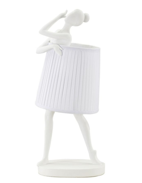 Grande Lampe à poser moderne Danseuse Hauteur 62 cm Résine Tissu Blanc Ballet 
