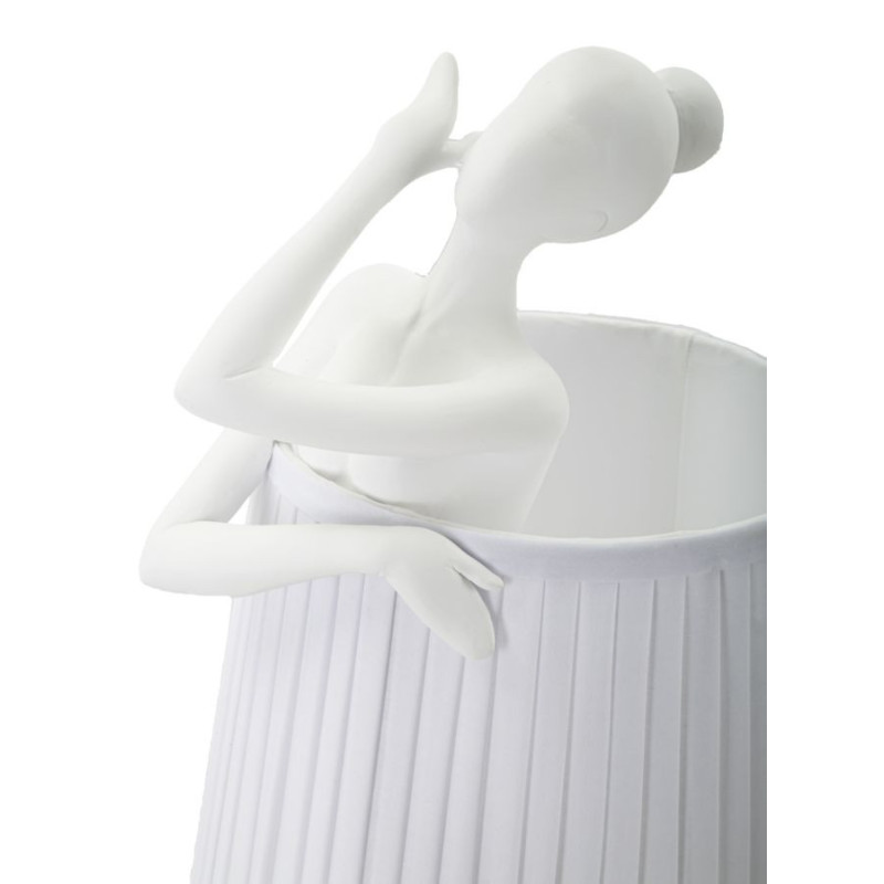Grande Lampe à poser moderne Danseuse Hauteur 62 cm Résine Tissu Blanc Ballet 