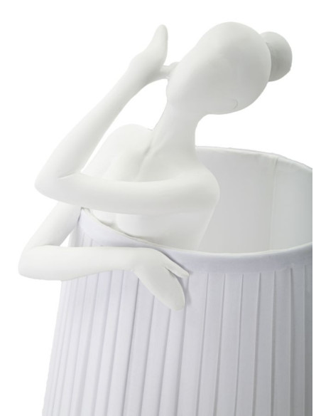 Grande Lampe à poser moderne Danseuse Hauteur 62 cm Résine Tissu Blanc Ballet 