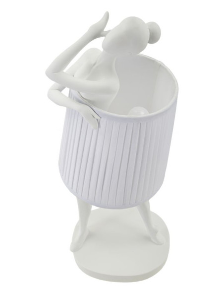 Grande Lampe à poser moderne Danseuse Hauteur 62 cm Résine Tissu Blanc Ballet 