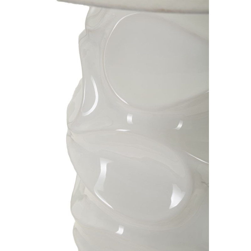 Grand Lampe à poser organique chic Hauteur 83 cm Céramique Tissu Blanc Métal Argenté Warsaw 