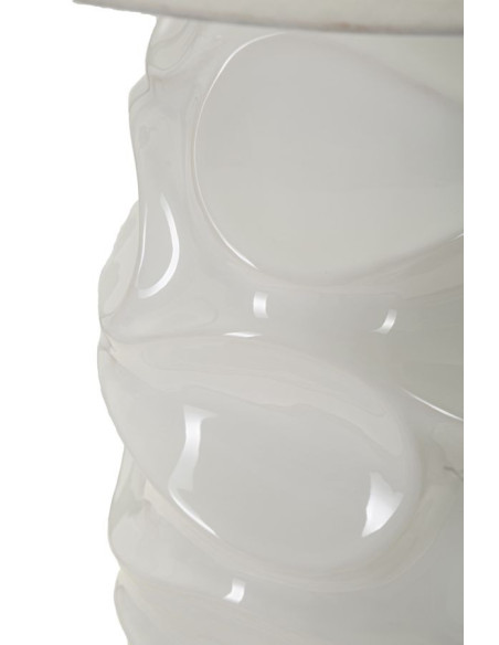 Grand Lampe à poser organique chic Hauteur 83 cm Céramique Tissu Blanc Métal Argenté Warsaw 