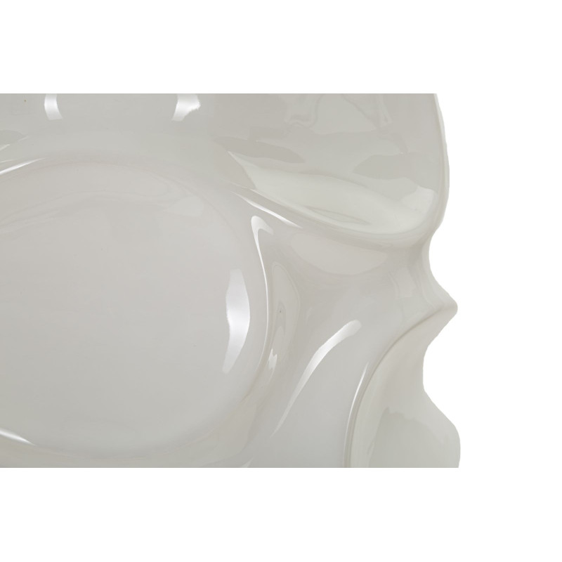 Grand Lampe à poser organique chic Hauteur 83 cm Céramique Tissu Blanc Métal Argenté Warsaw 