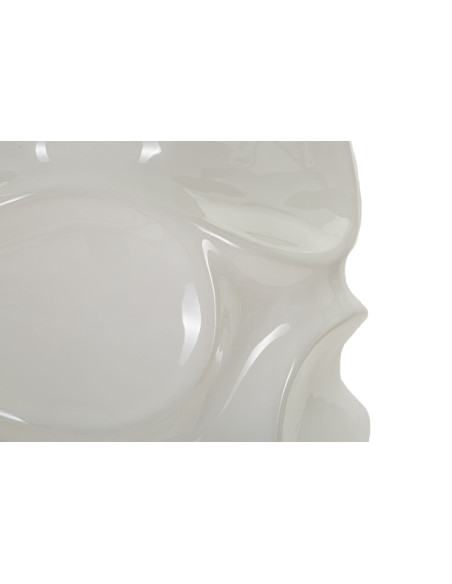 Grand Lampe à poser organique chic Hauteur 83 cm Céramique Tissu Blanc Métal Argenté Warsaw 