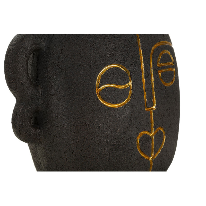 Lampe à poser originale ethnique chic Visage Hauteur 46 cm Résine Tissu Marron Tribal 