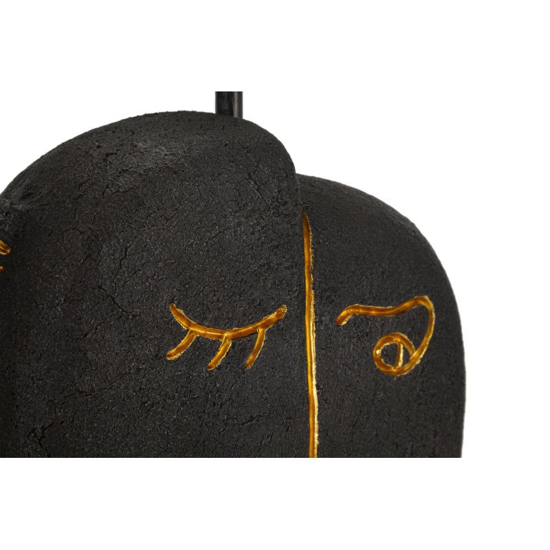 Lampe à poser originale ethnique chic Visage Hauteur 39 cm Résine Tissu Marron Tribal 