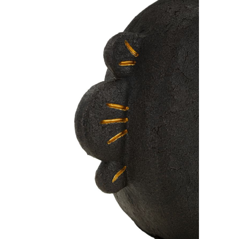 Lampe à poser originale ethnique chic Visage Hauteur 39 cm Résine Tissu Marron Tribal 