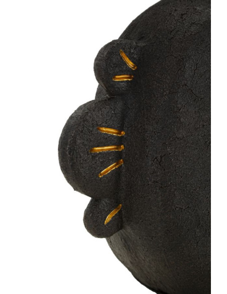 Lampe à poser originale ethnique chic Visage Hauteur 39 cm Résine Tissu Marron Tribal 