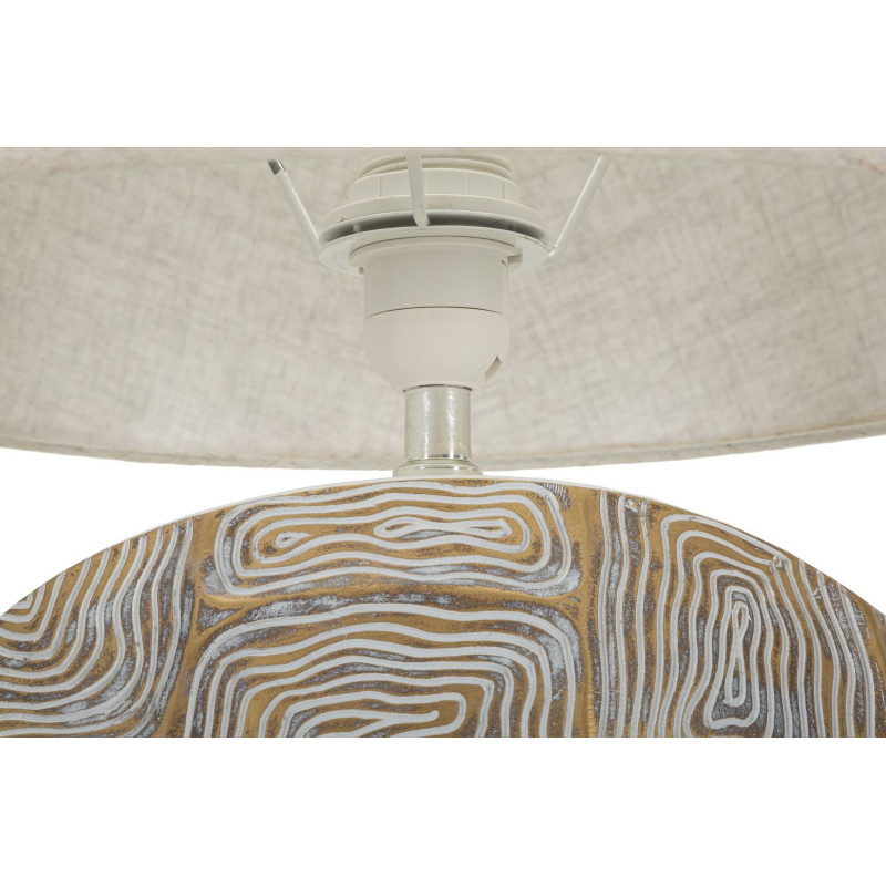 Grande Lampe à poser moderne chic Hauteur 64 cm Résine Doré Blanc Tissu Beige Eclips Mauro Ferretti - 2
