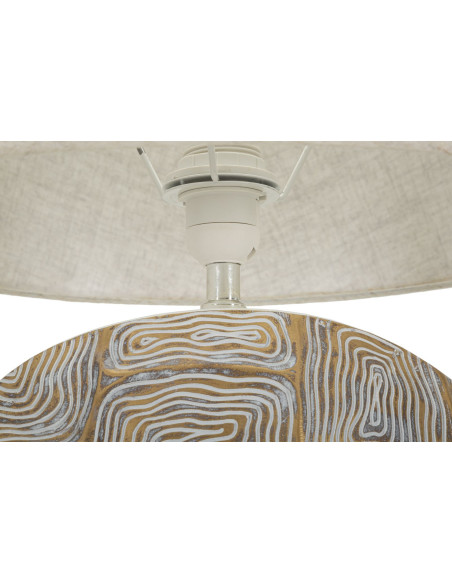 Grande Lampe à poser moderne chic Hauteur 64 cm Résine Doré Blanc Tissu Beige Eclips Mauro Ferretti - 2
