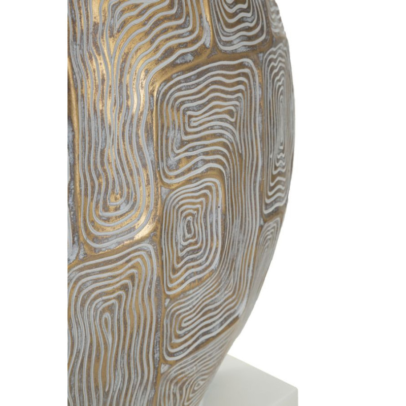Grande Lampe à poser moderne chic Hauteur 64 cm Résine Doré Blanc Tissu Beige Eclips Mauro Ferretti - 3