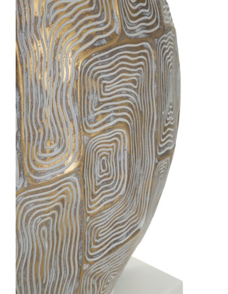 Grande Lampe à poser moderne chic Hauteur 64 cm Résine Doré Blanc Tissu Beige Eclips Mauro Ferretti - 3