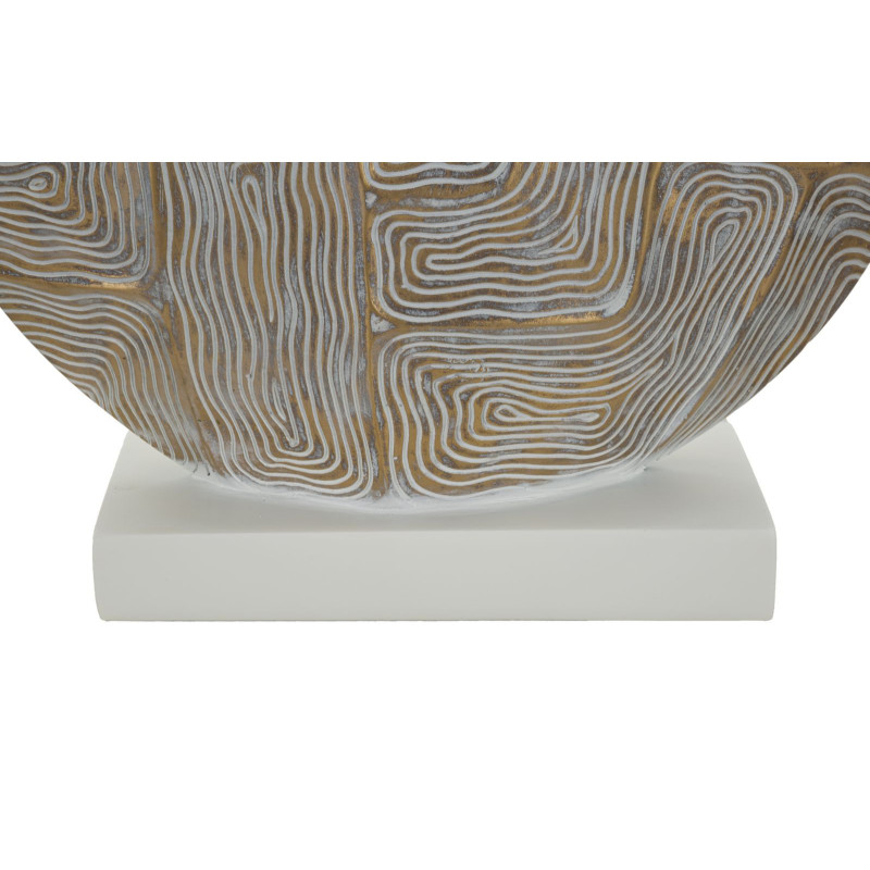 Grande Lampe à poser moderne chic Hauteur 64 cm Résine Doré Blanc Tissu Beige Eclips Mauro Ferretti - 5