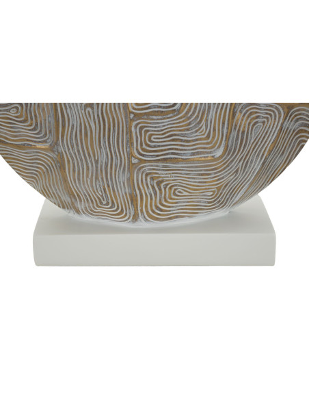 Grande Lampe à poser moderne chic Hauteur 64 cm Résine Doré Blanc Tissu Beige Eclips Mauro Ferretti - 5