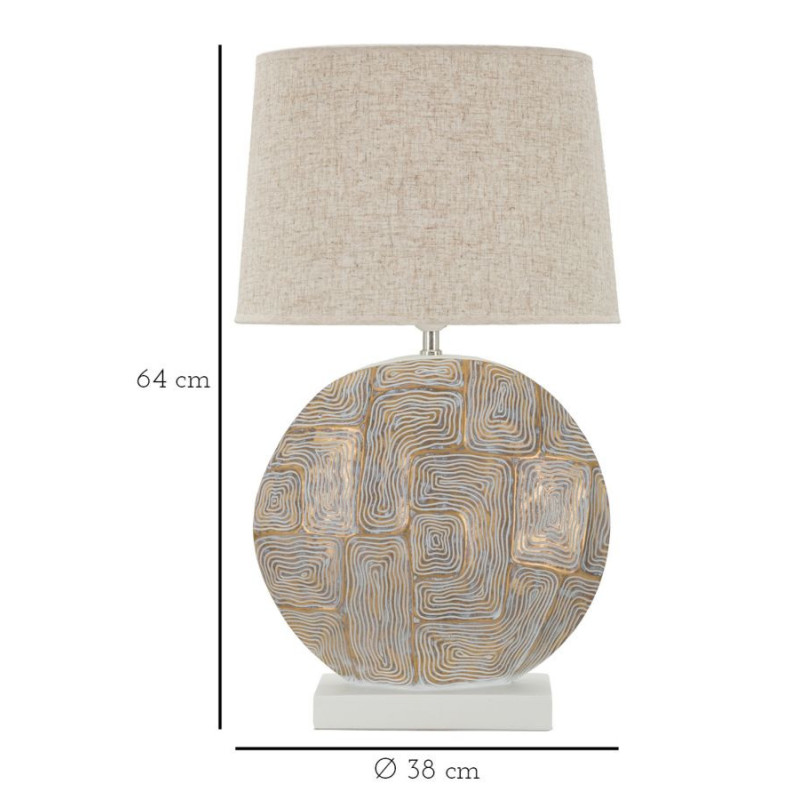 Grande Lampe à poser moderne chic Hauteur 64 cm Résine Doré Blanc Tissu Beige Eclips Mauro Ferretti - 7
