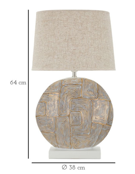 Grande Lampe à poser moderne chic Hauteur 64 cm Résine Doré Blanc Tissu Beige Eclips Mauro Ferretti - 7