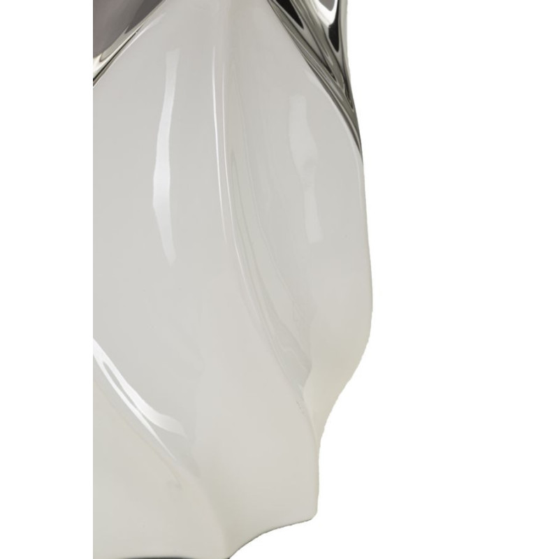 Grande Lampe à poser moderne Hauteur 51 cm Céramique Tissu Blanc Argenté Shiney 