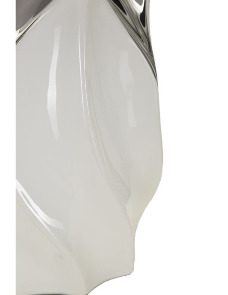 Grande Lampe à poser moderne Hauteur 51 cm Céramique Tissu Blanc Argenté Shiney 