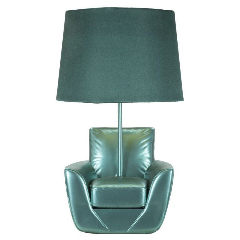 Lampe à poser originale Canapé Hauteur 43 cm Résine Tissu Métal Turquoise Midcenttury 