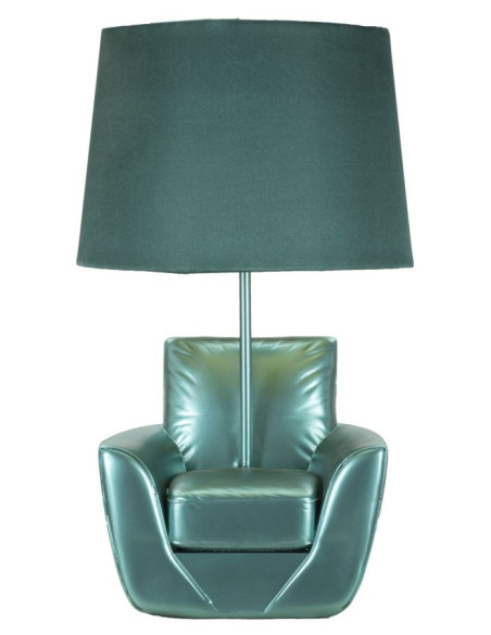Lampe à poser originale Canapé Hauteur 43 cm Résine Tissu Métal Turquoise Midcenttury 