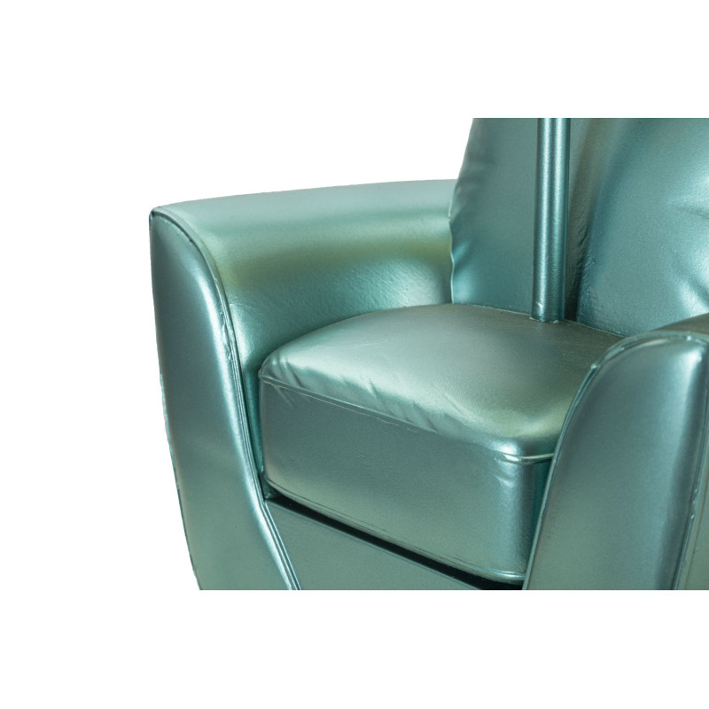 Lampe à poser originale Canapé Hauteur 43 cm Résine Tissu Métal Turquoise Midcenttury 