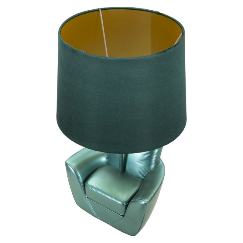 Lampe à poser originale Canapé Hauteur 43 cm Résine Tissu Métal Turquoise Midcenttury 