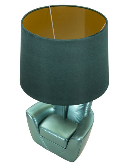 Lampe à poser originale Canapé Hauteur 43 cm Résine Tissu Métal Turquoise Midcenttury 