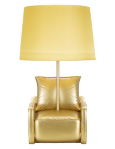 Lampe à poser originale Canapé Hauteur 43 cm Résine Tissu Métal Jaune Midcenttury 