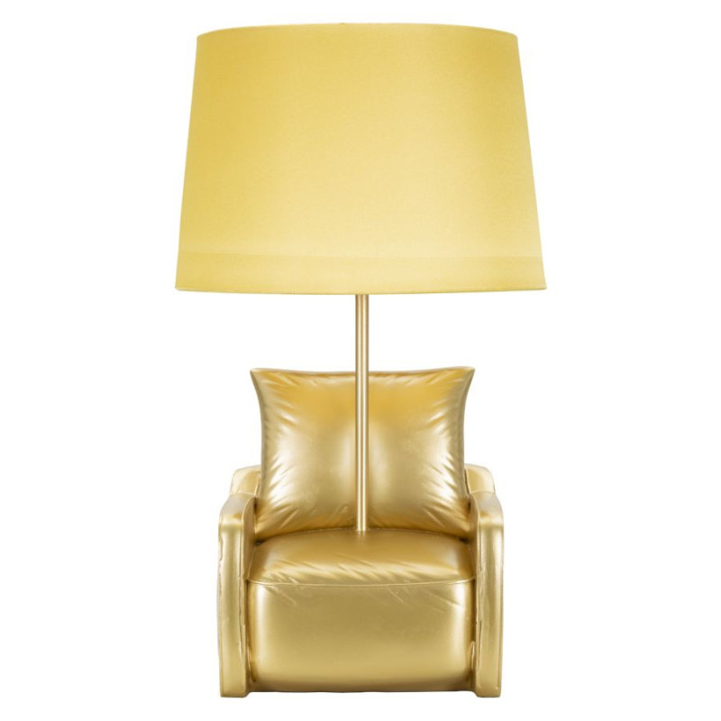 Lampe à poser originale Canapé Hauteur 43 cm Résine Tissu Métal Jaune Midcenttury 