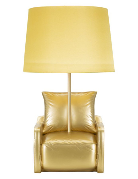 Lampe à poser originale Canapé Hauteur 43 cm Résine Tissu Métal Jaune Midcenttury 
