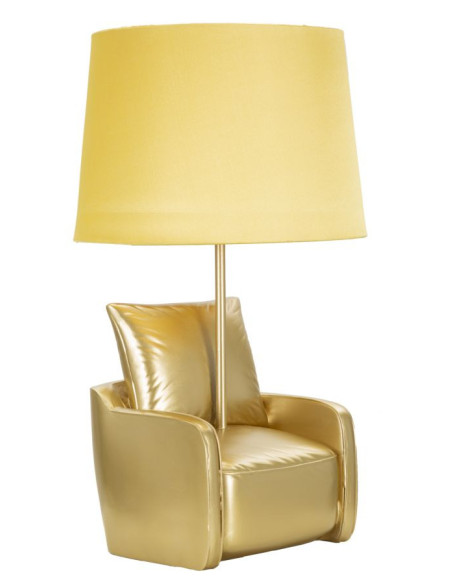 Lampe à poser originale Canapé Hauteur 43 cm Résine Tissu Métal Jaune Midcenttury 