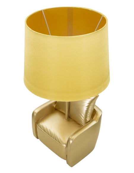 Lampe à poser originale Canapé Hauteur 43 cm Résine Tissu Métal Jaune Midcenttury 