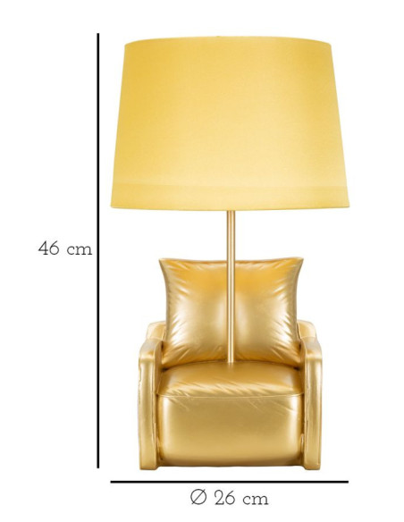 Lampe à poser originale Canapé Hauteur 43 cm Résine Tissu Métal Jaune Midcenttury 