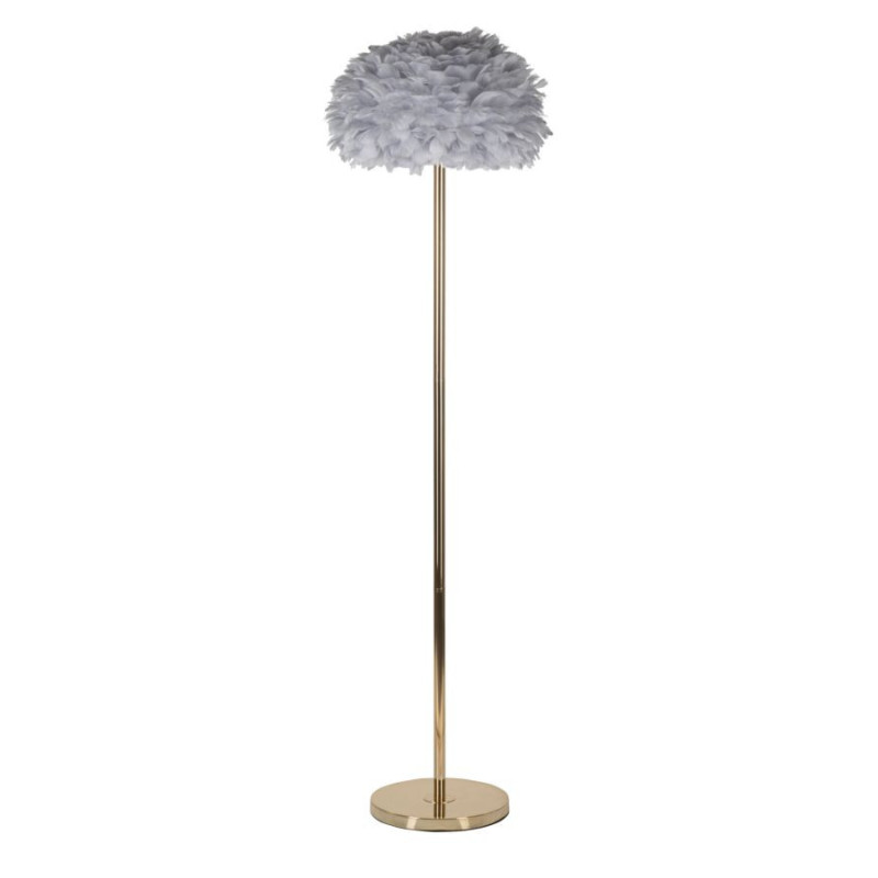 Grand Lampadaire sur pied chic Plumes Hauteur 170 cm Métal Doré Polypropylène Gris Feathers 