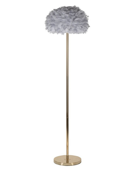 Grand Lampadaire sur pied chic Plumes Hauteur 170 cm Métal Doré Polypropylène Gris Feathers 