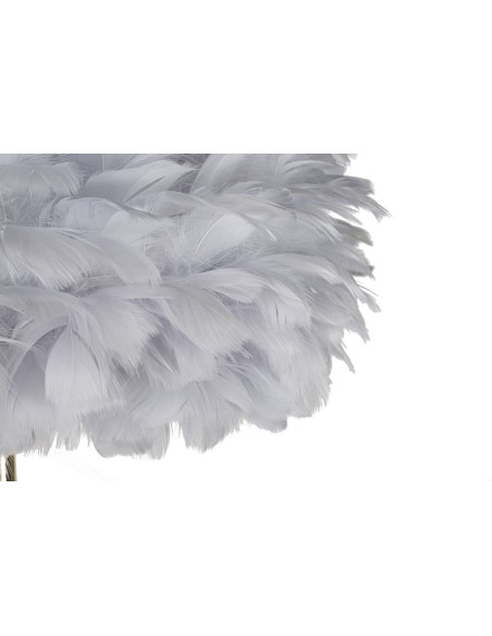 Grand Lampadaire sur pied chic Plumes Hauteur 170 cm Métal Doré Polypropylène Gris Feathers 