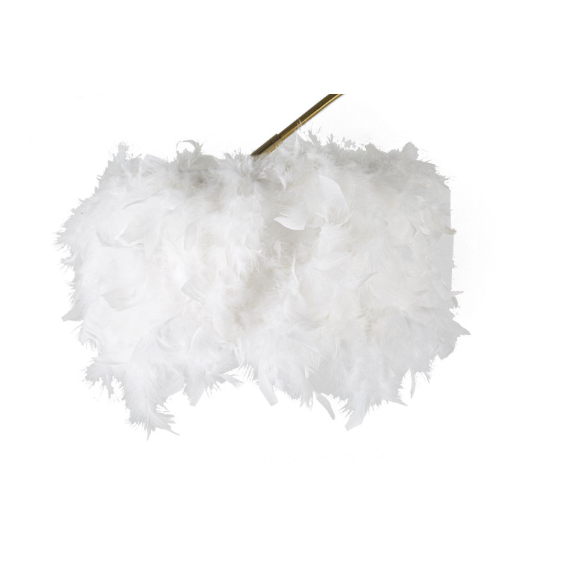 Grand Lampadaire sur pied Arc Plumes Hauteur 150 cm Métal Noir Doré Polypropylène Blanc Arc 