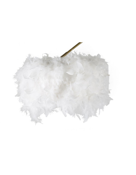 Grand Lampadaire sur pied Arc Plumes Hauteur 150 cm Métal Noir Doré Polypropylène Blanc Arc 