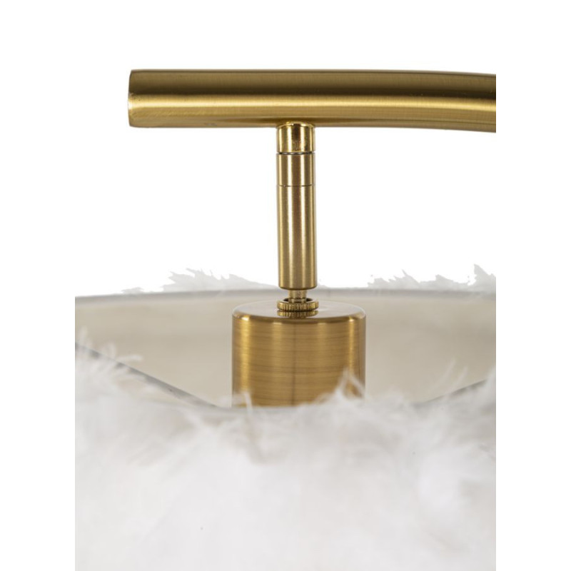 Grand Lampadaire sur pied glamour chic Plumes Hauteur 170 cm Métal Doré Polypropylène Blanc Arc 