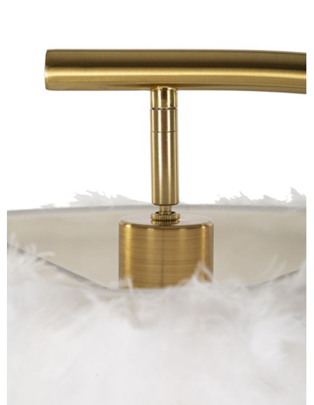 Grand Lampadaire sur pied glamour chic Plumes Hauteur 170 cm Métal Doré Polypropylène Blanc Arc 