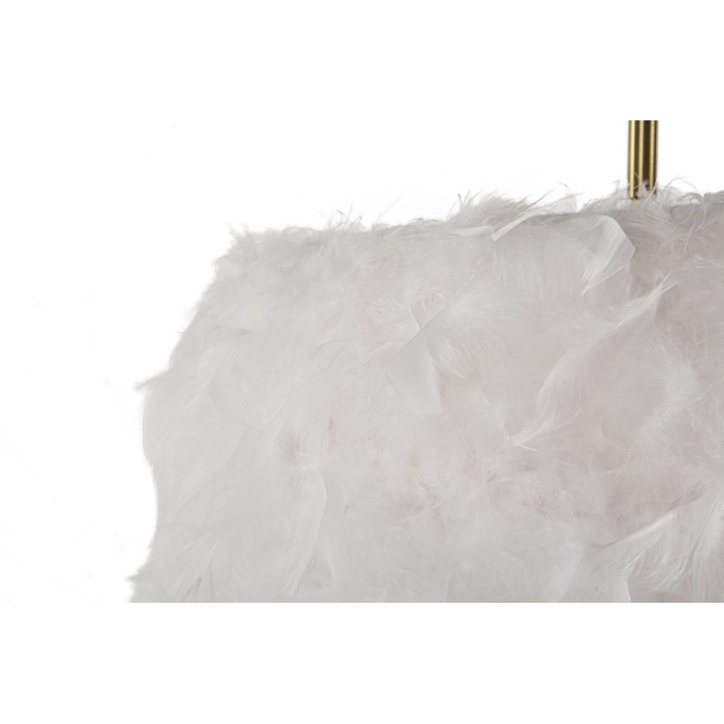 Grand Lampadaire sur pied glamour chic Plumes Hauteur 170 cm Métal Doré Polypropylène Blanc Arc 