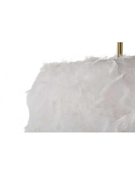Grand Lampadaire sur pied glamour chic Plumes Hauteur 170 cm Métal Doré Polypropylène Blanc Arc 