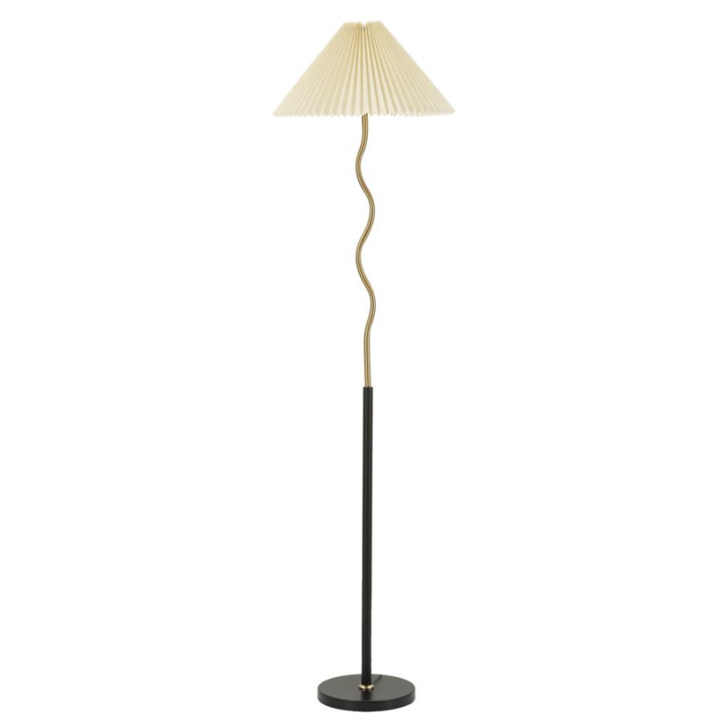 Grand Lampadaire sur pied neo japandi Hauteur 172 cm Métal Noir Doré Polypropylène Blanc Closy 
