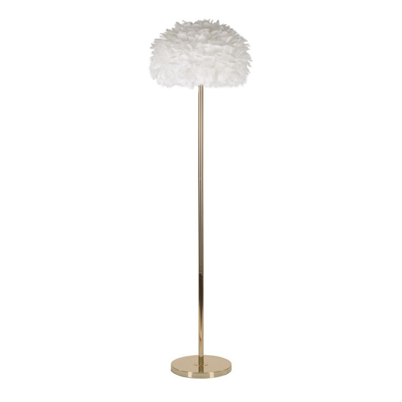 Grand Lampadaire sur pied chic Plumes Hauteur 170 cm Métal Doré Polypropylène Blanc Feathers 