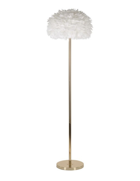 Grand Lampadaire sur pied chic Plumes Hauteur 170 cm Métal Doré Polypropylène Blanc Feathers 