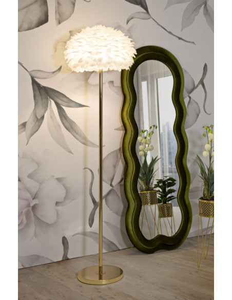 Grand Lampadaire sur pied chic Plumes Hauteur 170 cm Métal Doré Polypropylène Blanc Feathers 