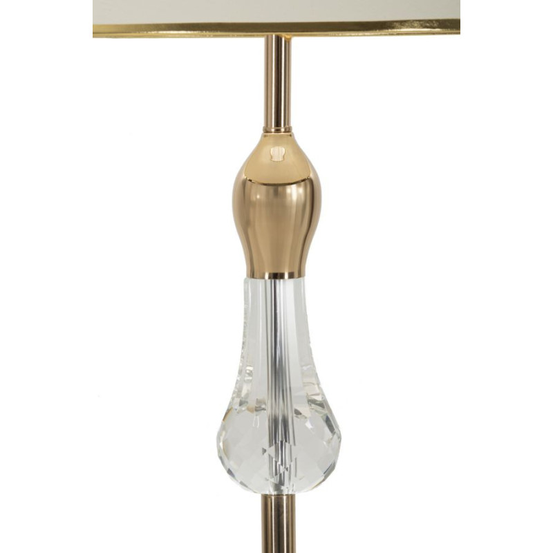 Grand Lampadaire sur pied moderne chic Hauteur 165 cm Métal Doré Tissu Blanc Verre Transparent Bratislava 