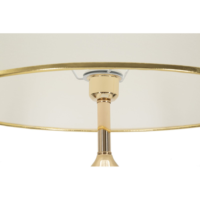 Grand Lampadaire sur pied moderne chic Hauteur 165 cm Métal Doré Tissu Blanc Verre Transparent Bratislava 