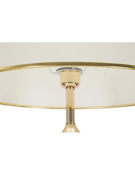 Grand Lampadaire sur pied moderne chic Hauteur 165 cm Métal Doré Tissu Blanc Verre Transparent Bratislava 