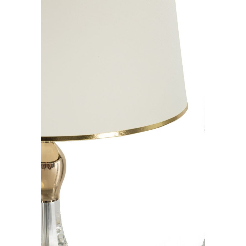 Grand Lampadaire sur pied moderne chic Hauteur 165 cm Métal Doré Tissu Blanc Verre Transparent Bratislava 